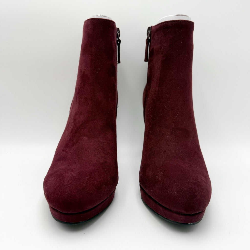 Violet & Red Womens Shelby Platform Ankle Booties Size 10 Maroon Red Suede NWOB