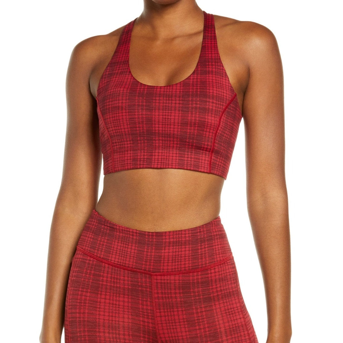 OUTDOOR VOICES Women's Doing Things Sports Bra XS Red Pomegranate Plaid NWT