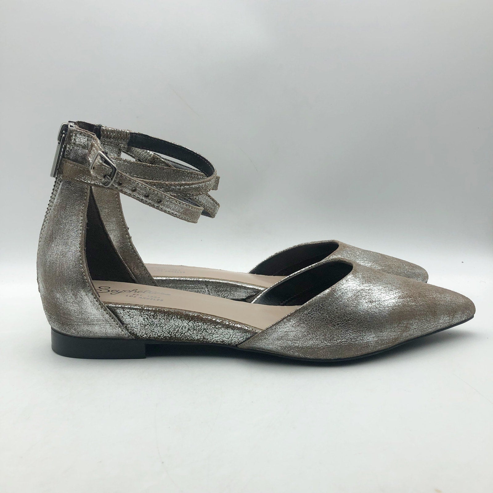 Seychelles Womens What a Girl Wants Flats US 8.5 M Silver Pewter Leather NIB