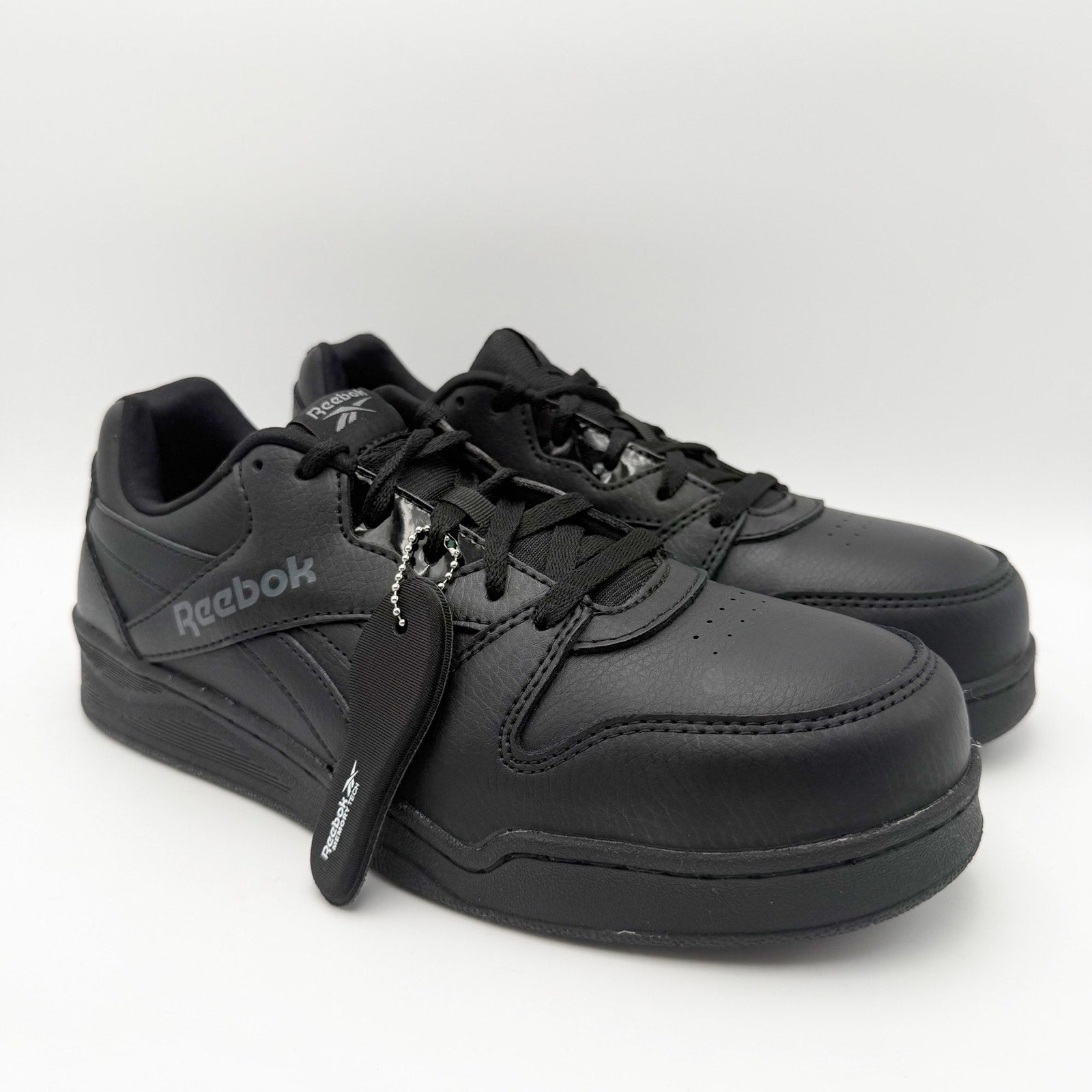Reebok Mens BB4500 CT Work Sneakers US 9 Wide Black Leather Slip Resistant NIB
