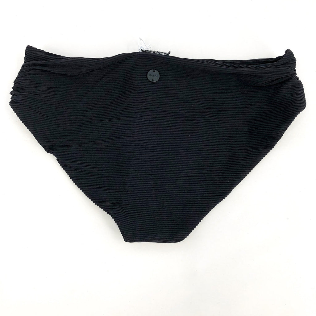 PRANA Women's Marta Bikini Bottom Medium Black Ottoman Ribbed Fold Over Band NWT