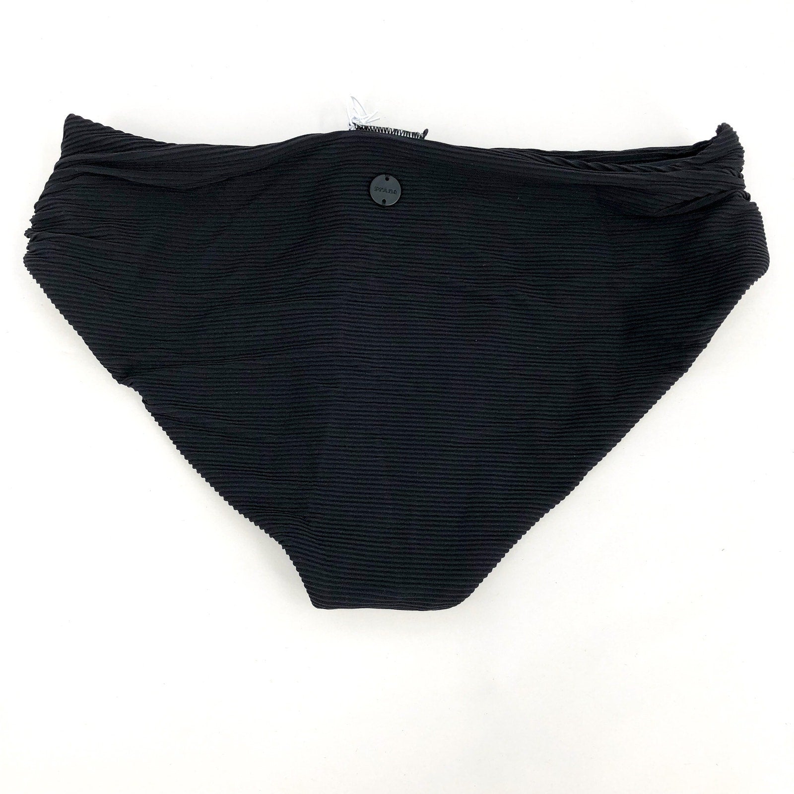 PRANA Women's Marta Bikini Bottom Medium Black Ottoman Ribbed Fold Over Band NWT