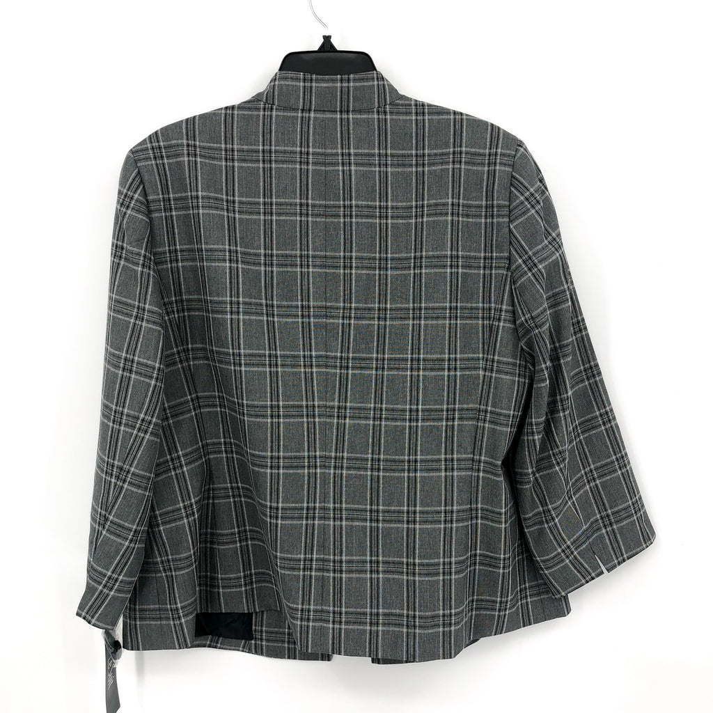 LE SUIT Womens Windowpane Plaid Suit Jacket SIZE 16 Grey Black Button Blazer NWT