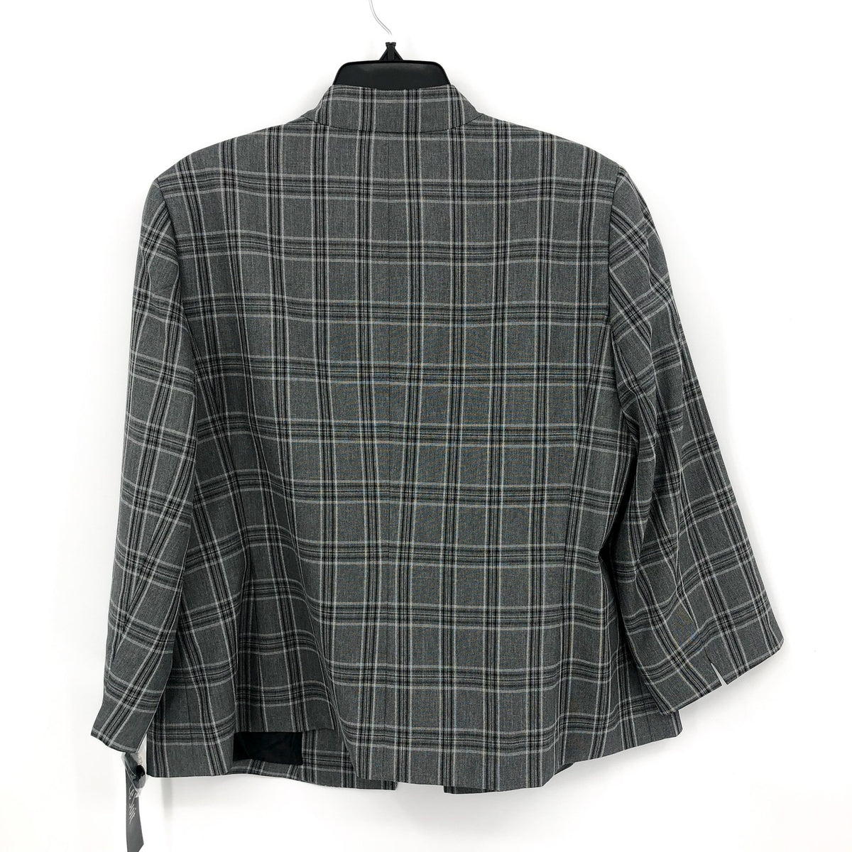 LE SUIT Womens Windowpane Plaid Suit Jacket SIZE 16 Grey Black Button Blazer NWT