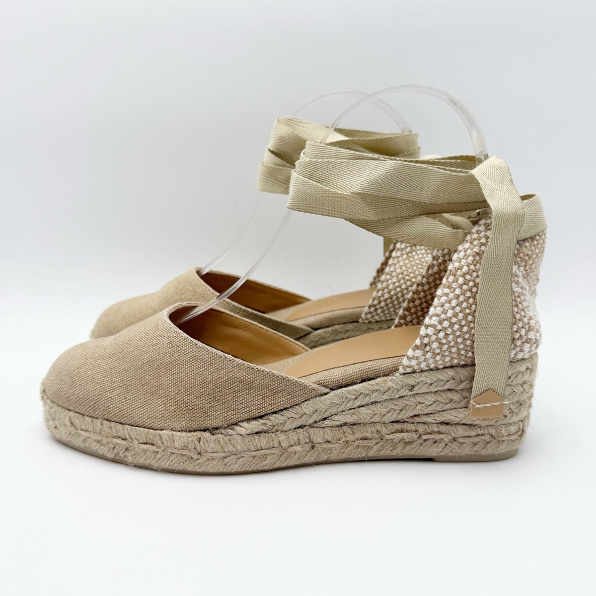 Castaner Womens Carina 3/002 Wedge Sandals US 7.5 EU 38 Natural Beige Canvas NIB