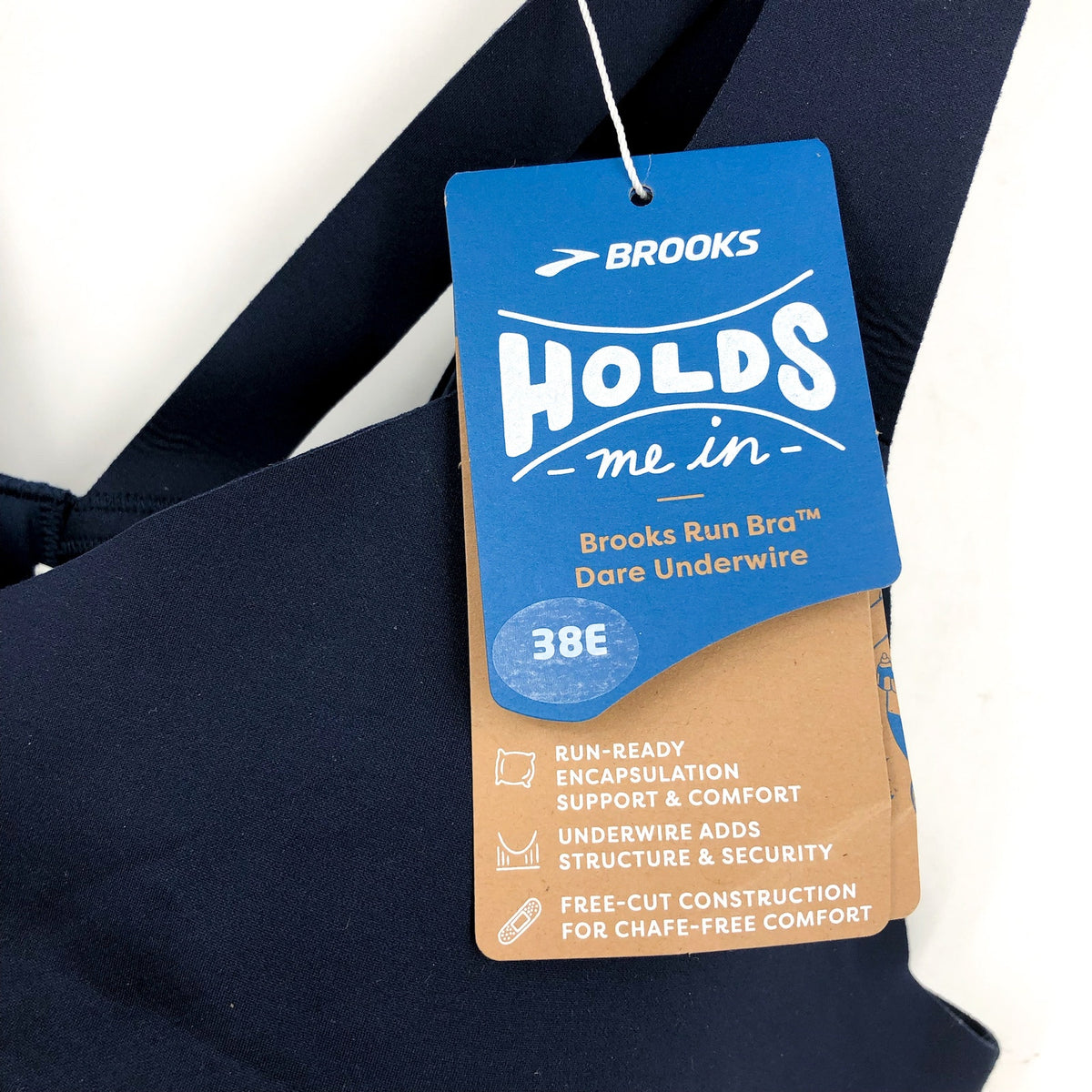 BROOKS Women's Dare Underwire Run Bra Size 38 E DD Navy Blue High Support NWT