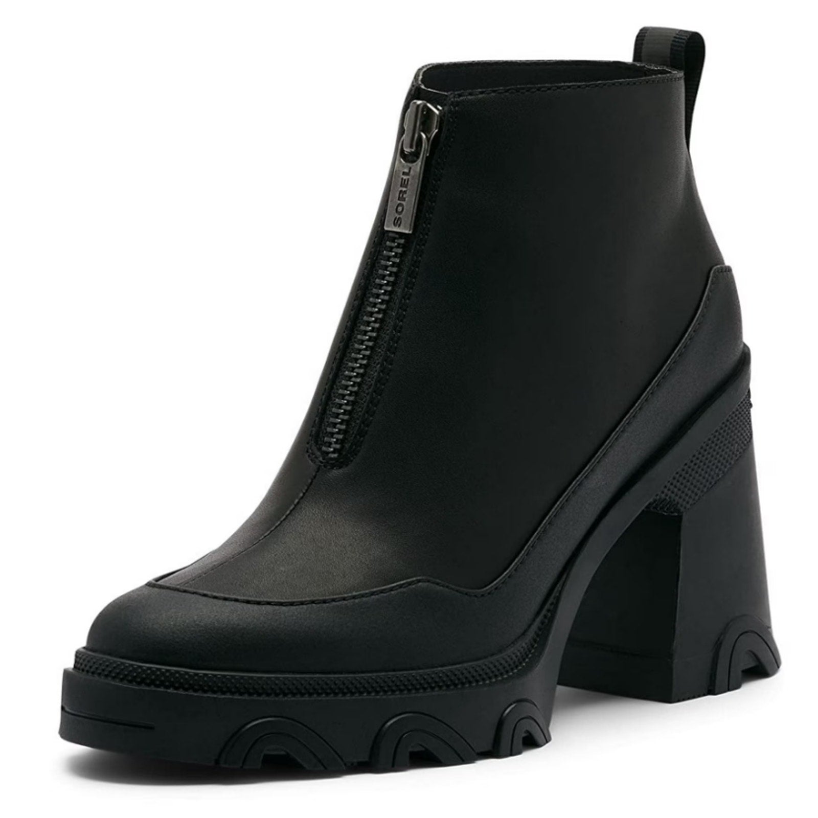 SOREL Womens Brex Booties US 8.5 EU 39.5 Black Leather Waterproof Heel Zip NIB