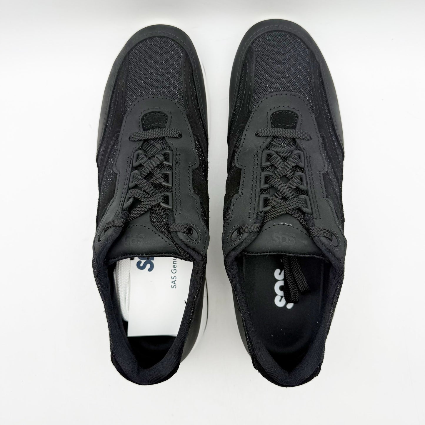 SAS Womens Tour Mesh Comfort Walking Sneaker US 9.5 Narrow Black Leather NIB