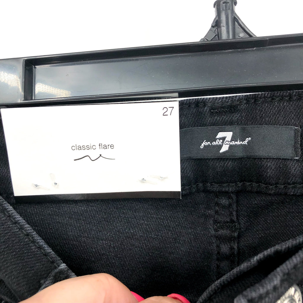 7 FOR ALL MANKIND Ali Classic Flare Jeans Size 27 US 4 Black Nights Stretch NWT