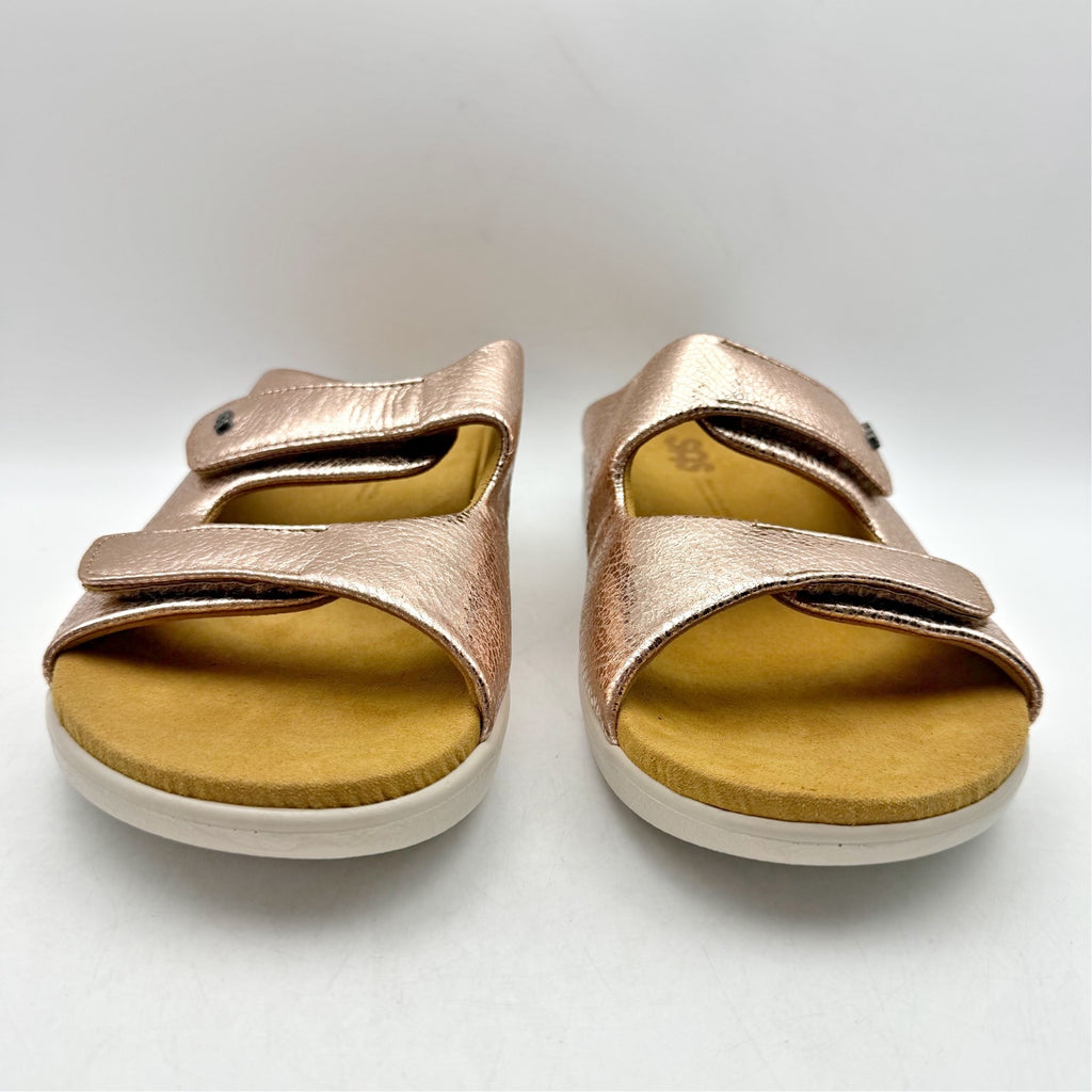 SAS Womens Cozy Adjustable Slide Sandals Size 9 Wide Pink Metallic Leather NIB