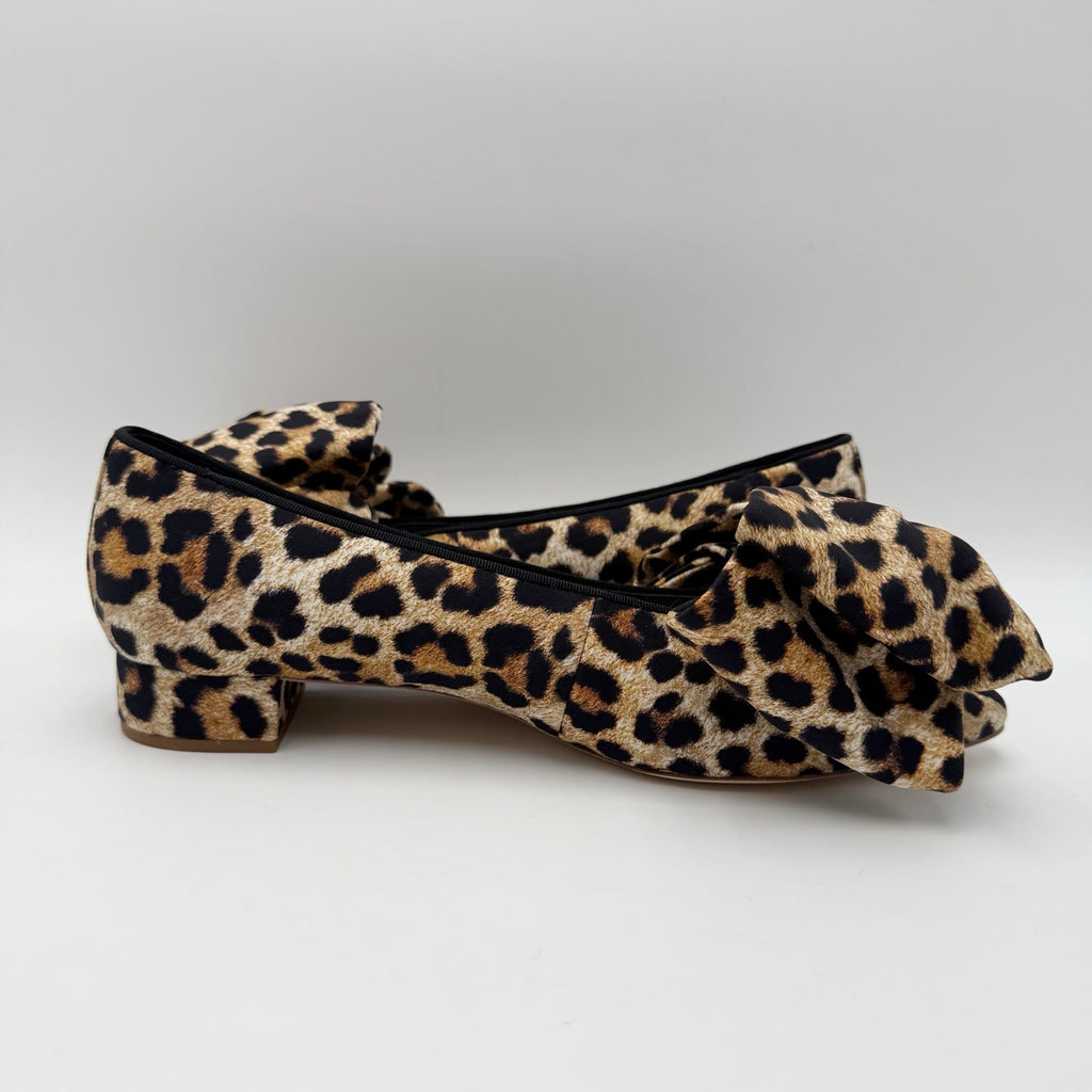 Loeffler Randall Womens Noa Heels Size 9.5 B Black Brown Leopard Bow NIB