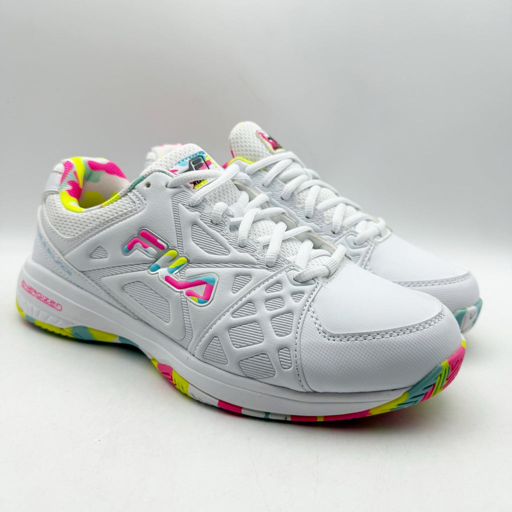 FILA Womens Double Bounce 3 Pickleball Athletic Shoes Size 11 White Neon NWOB