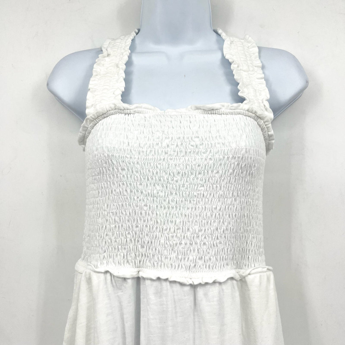 TOMMY HILFIGER Women's Solid Smocked Midi Dress Small Bright White Cotton NWT
