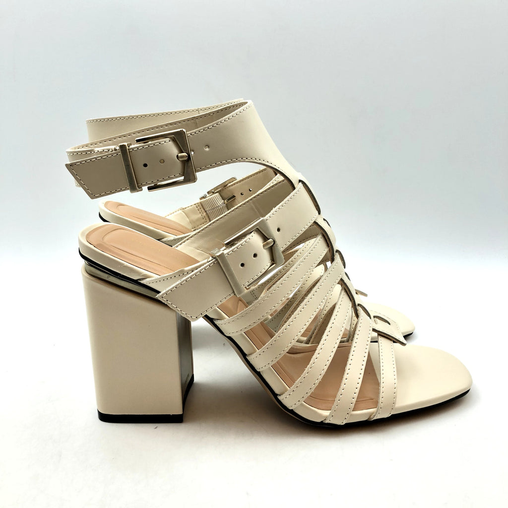Vince Camuto Womens Hicheny Caged Sandals Size 5.5 Cream Leather Heels NIB