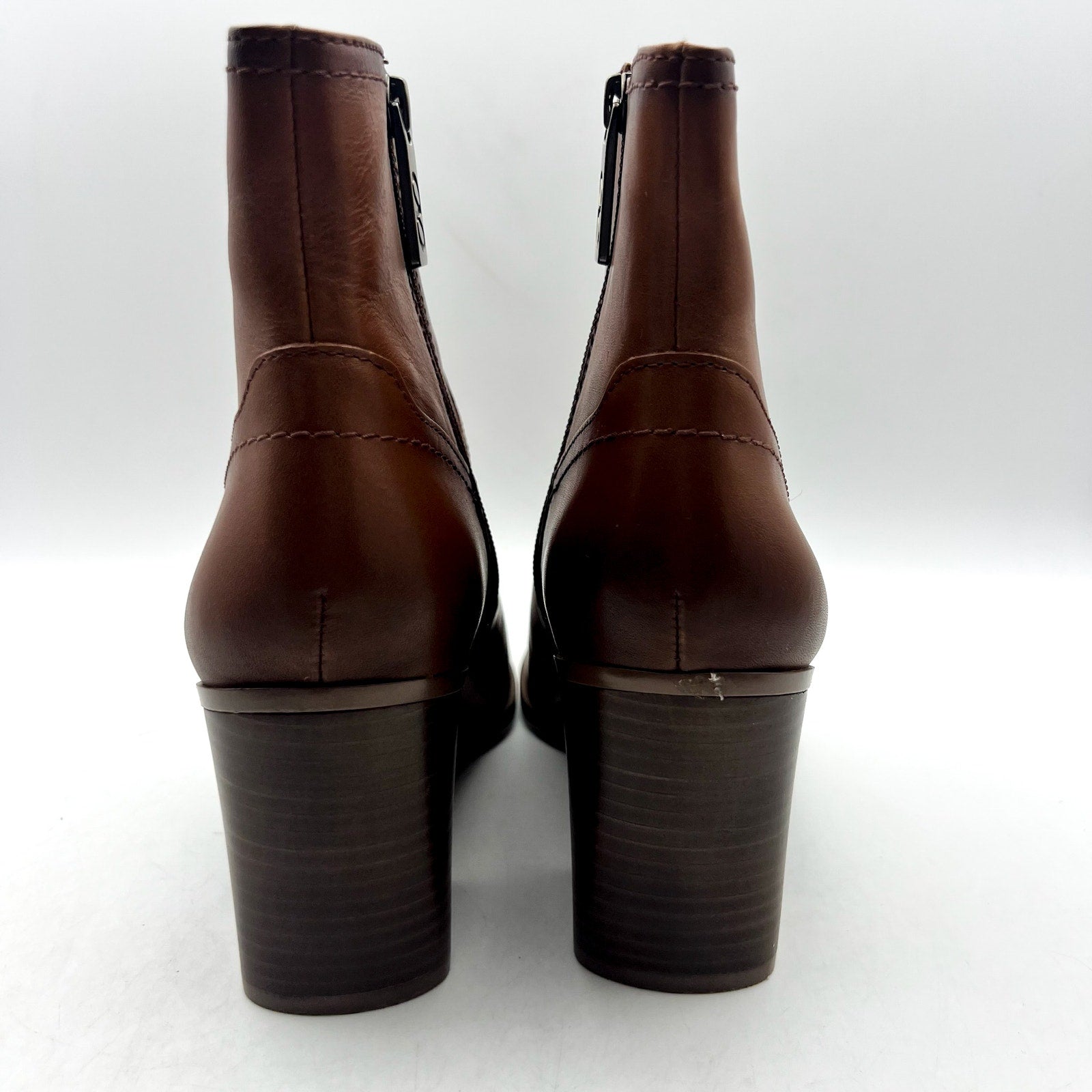 Naturalizer Womens Kalina Ankle Bootie Size 7.5 WIDE Cider Brown Leather NIB