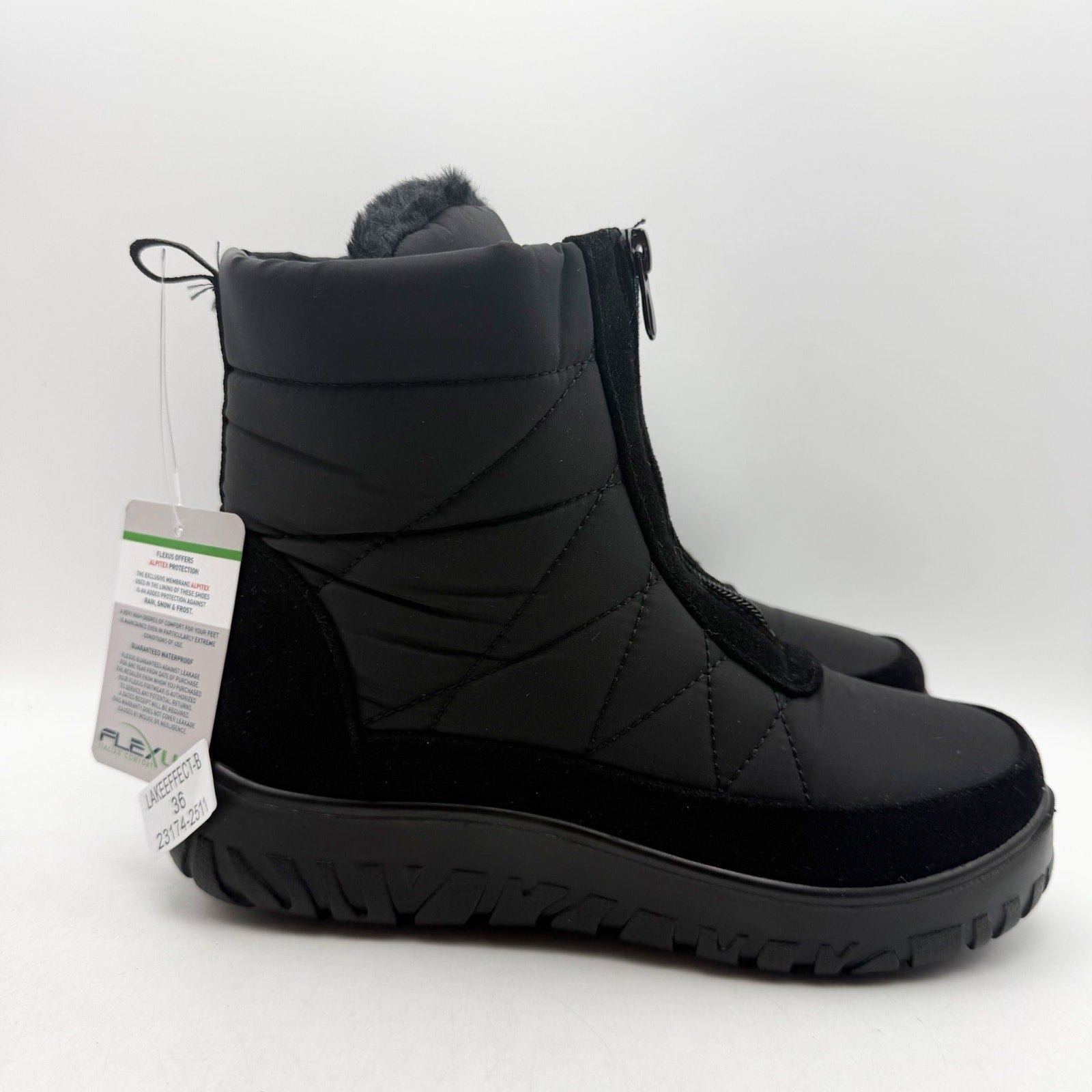 Flexus Spring Step Womens Lake Effect Snow Boots US 5.5-6 Black Waterproof NIB