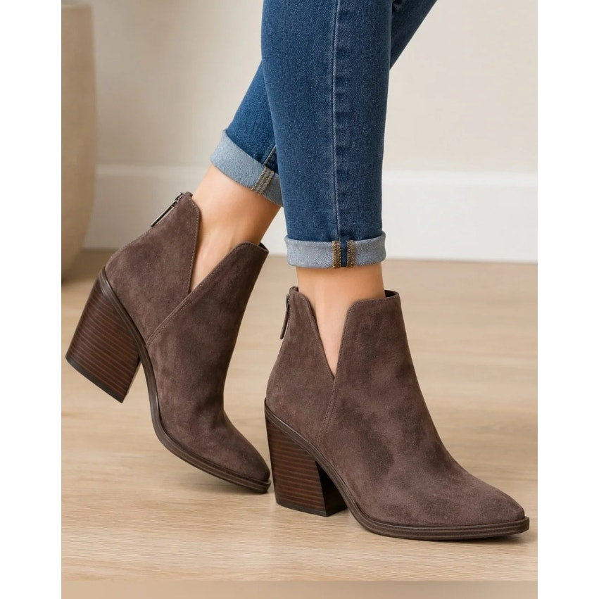Vince Camuto Womens Gigietta Ankle Bootie Size 8 Brown Suede Heel NWOB