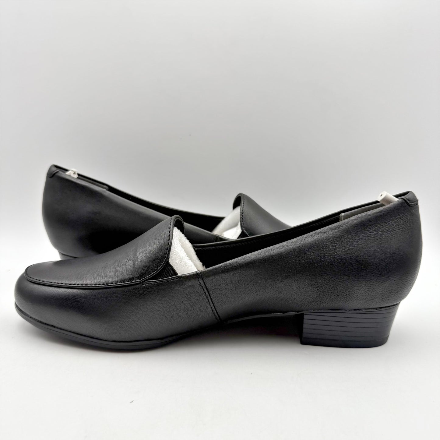 Trotters Womens Monarch Loafers US 9.5 M Black Leather Heel Comfort NIB