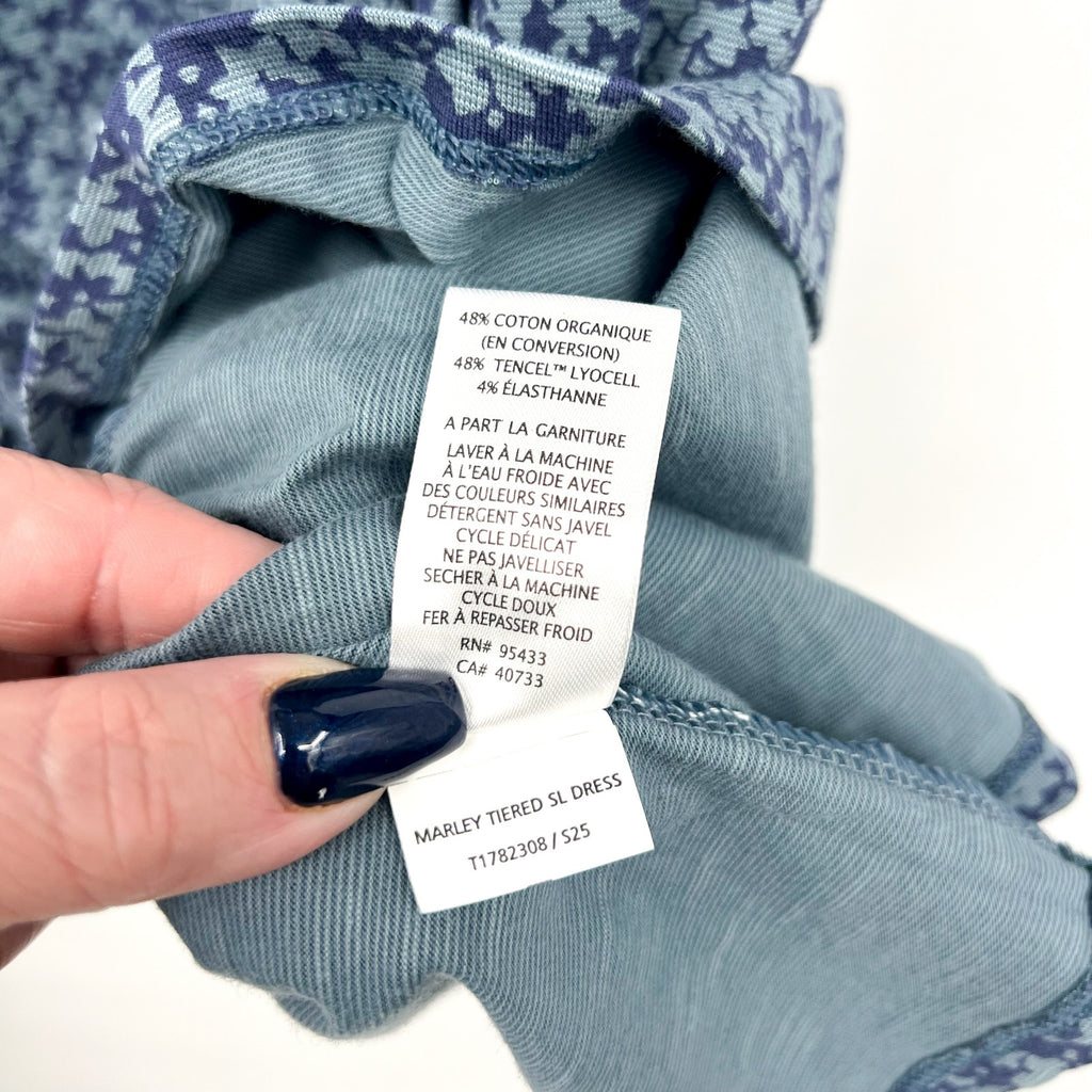 TOAD & CO Women's Marley Tiered Tank Dress Medium Blue Floral Tonal Print NWT