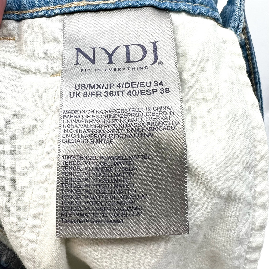 NYDJ Womens Whitney Pleated Trousers Pants Size 4 Blue Canary Beach Wide Leg NWT