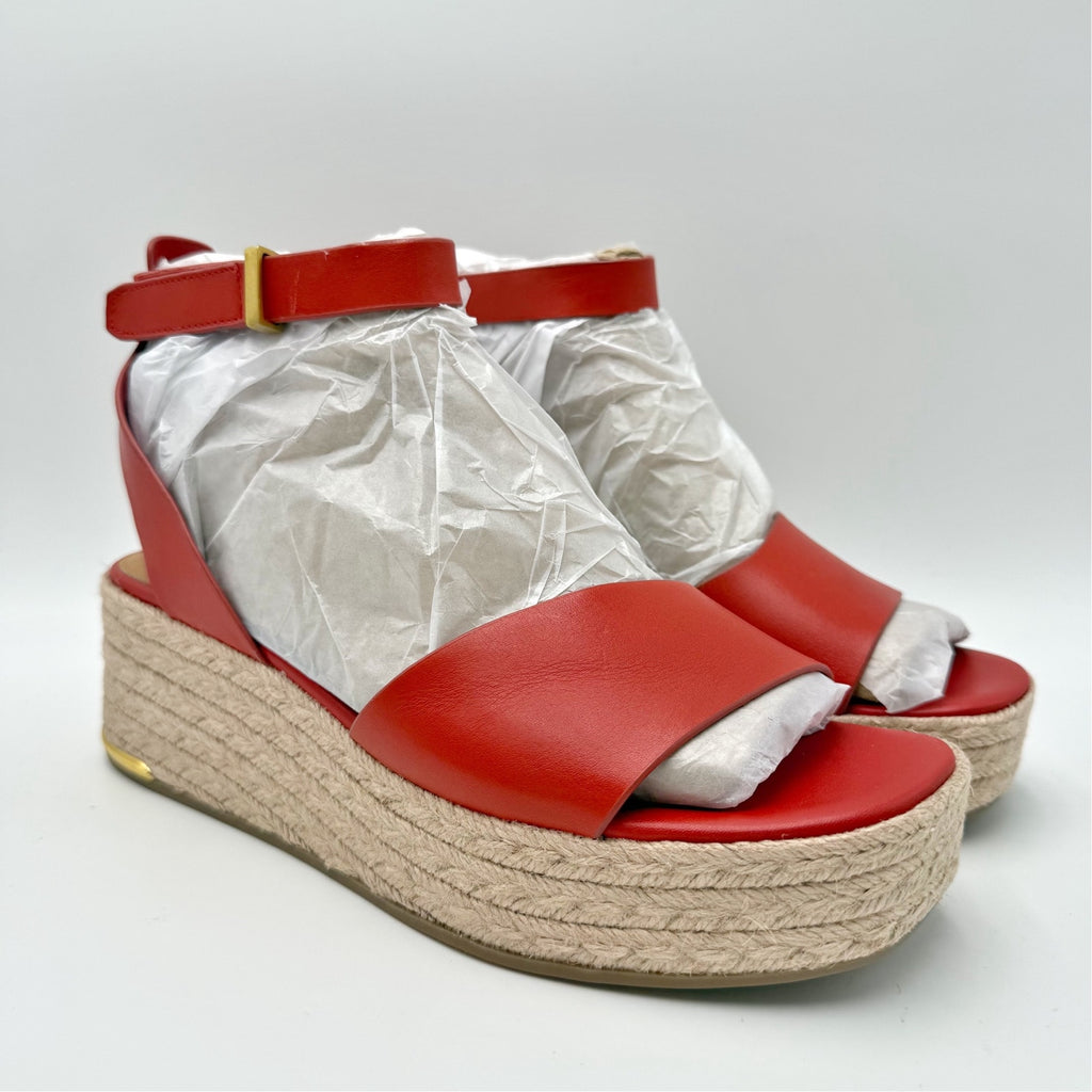 FRANCO Sarto Womens Tiffany Platform Espadrille Sandals Size 9 M Red Leather NIB