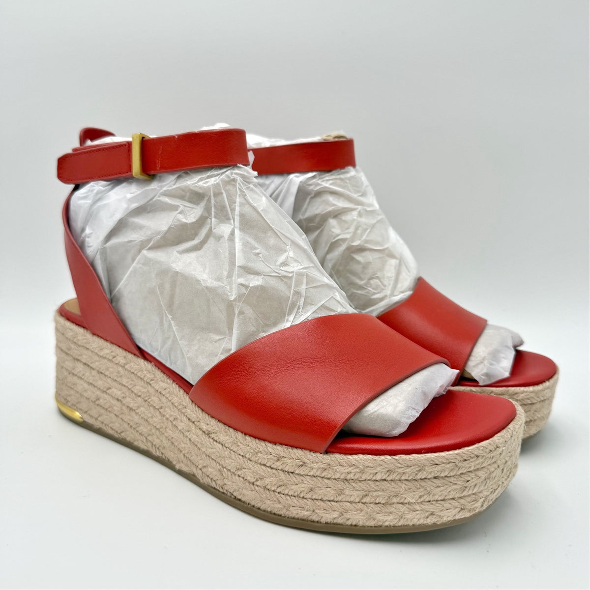 FRANCO Sarto Womens Tiffany Platform Espadrille Sandals Size 9 M Red Leather NIB