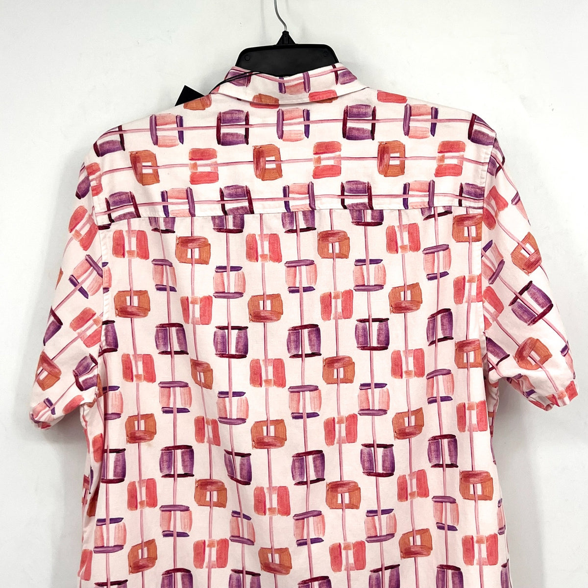 TED BAKER Men's Short Sleeve Button Down Shirt XXL 6 Pink Purple Abstract NWT