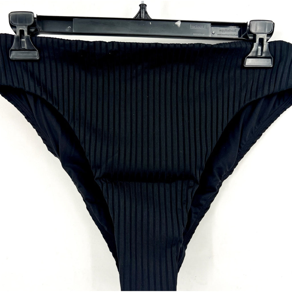 L*SPACE Women's Savannah Classic High Waist Bikini Bottoms Medium Black NWT