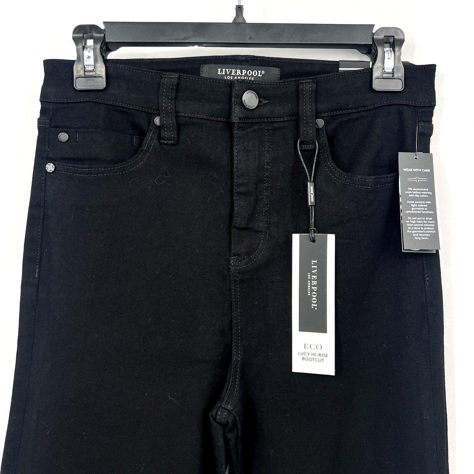 LIVERPOOL Women's Lucy Bootcut Jeans 6/28 Black Rinse High-Rise Stretch NWT