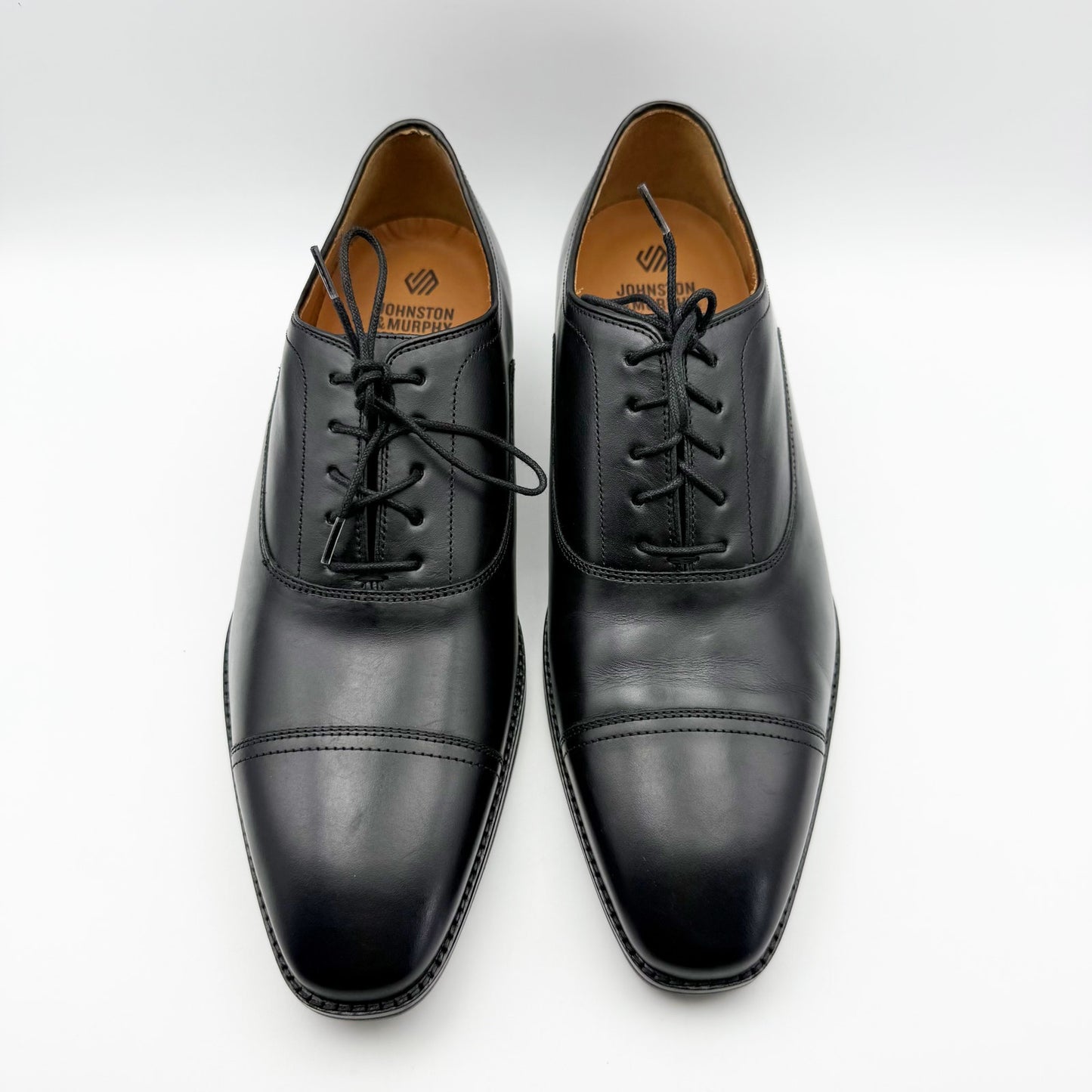 Johnston & Murphy Mens Sullivan Cap Toe Dress Shoes US 11 M Black Leather NIB