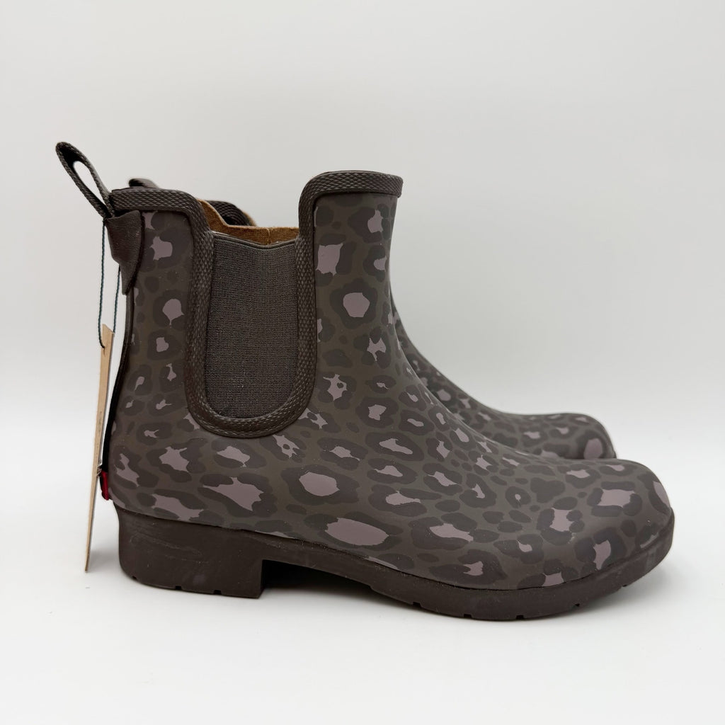 Chooka Womens Eastlake Chelsea Rain Boot Size 6 Gray Animal Print Waterproof NWT
