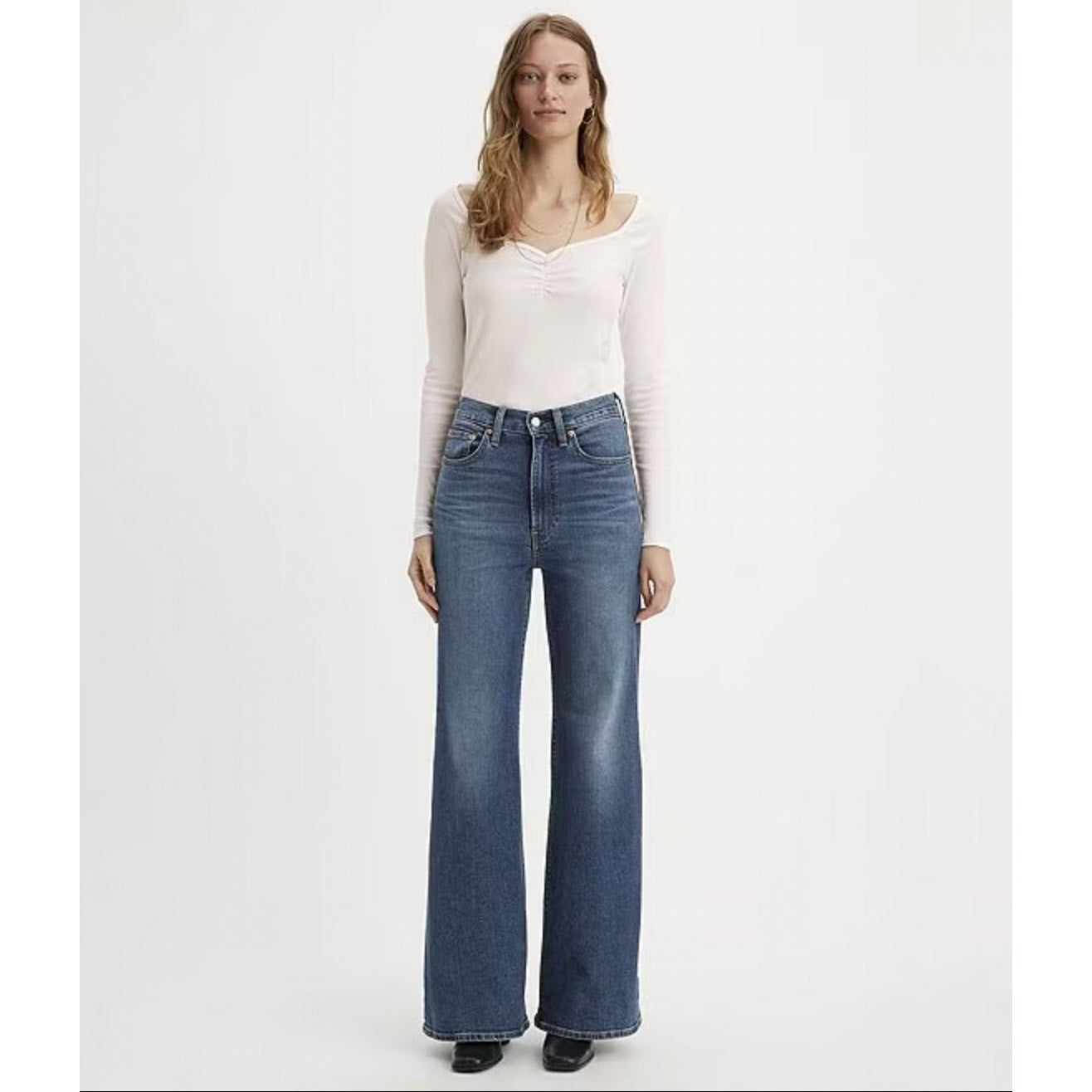 LEVI'S Womens Ribcage Bell Jeans 32x32 US 14 Blue New York Moment A75030002 NWT