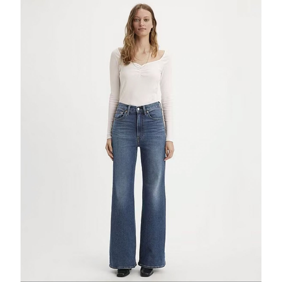 LEVI'S Womens Ribcage Bell Jeans 32x32 US 14 Blue New York Moment A75030002 NWT