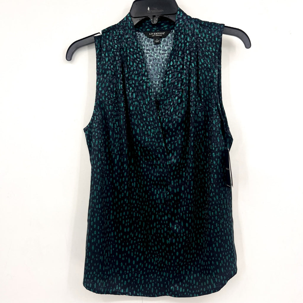 LIVERPOOL Women's Sleeveless Popover Blouse Small Blue Green Print NWT