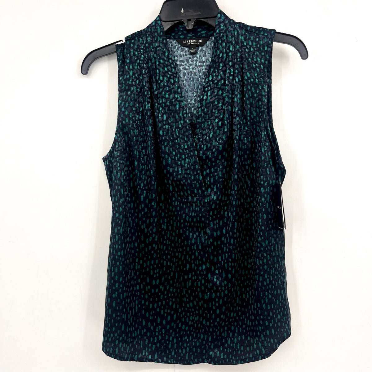 LIVERPOOL Women's Sleeveless Popover Blouse Small Blue Green Print NWT