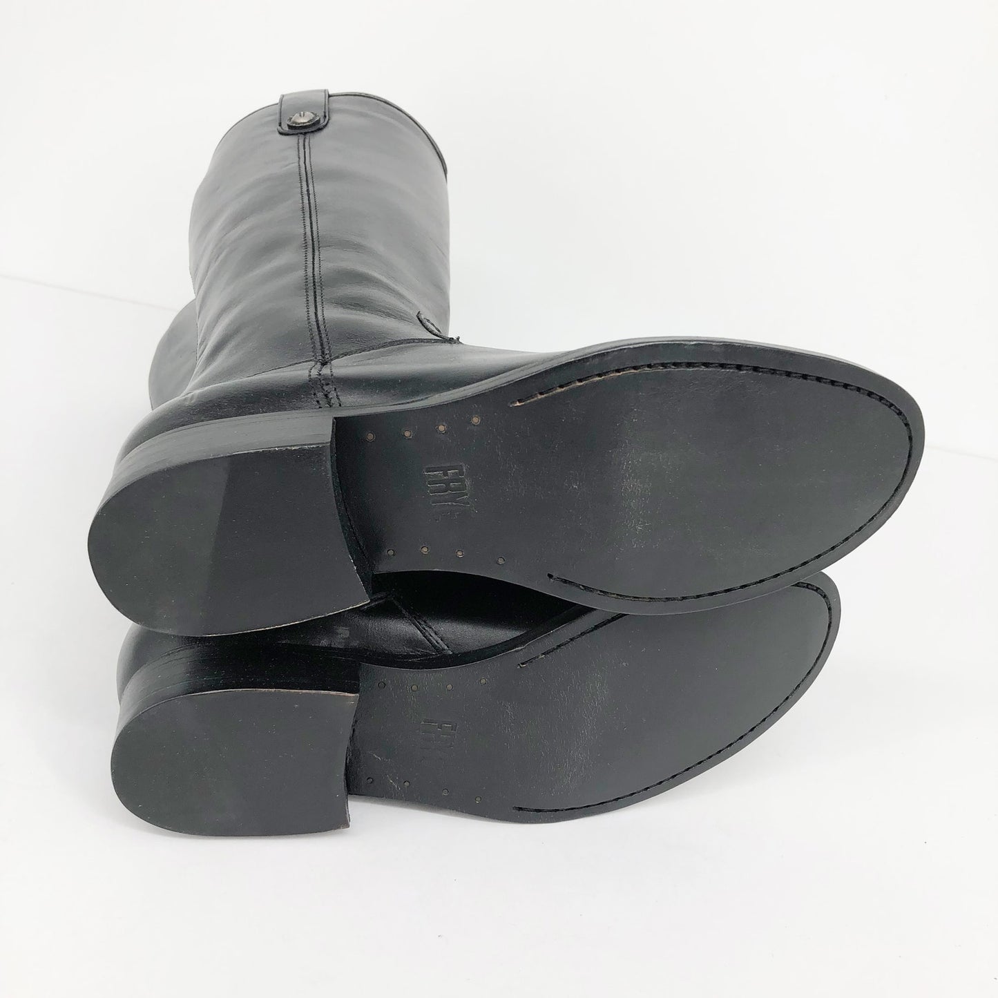 FRYE Women's Melissa Riding Boots Sz 6 Black Leather Button Inside Zip Tall NIB