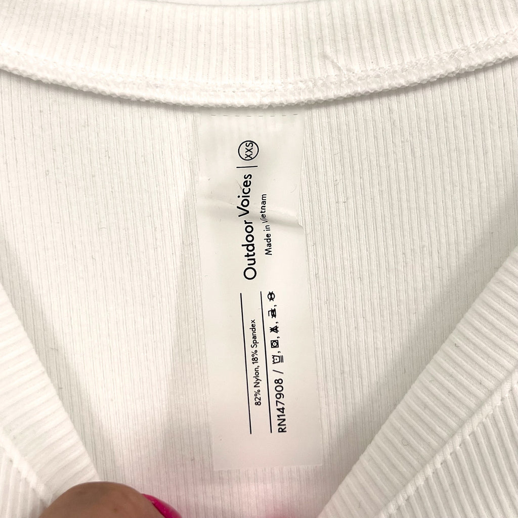 OUTDOOR VOICES Women's SuperForm Rib Long Sleeve Tee XXS White NWT