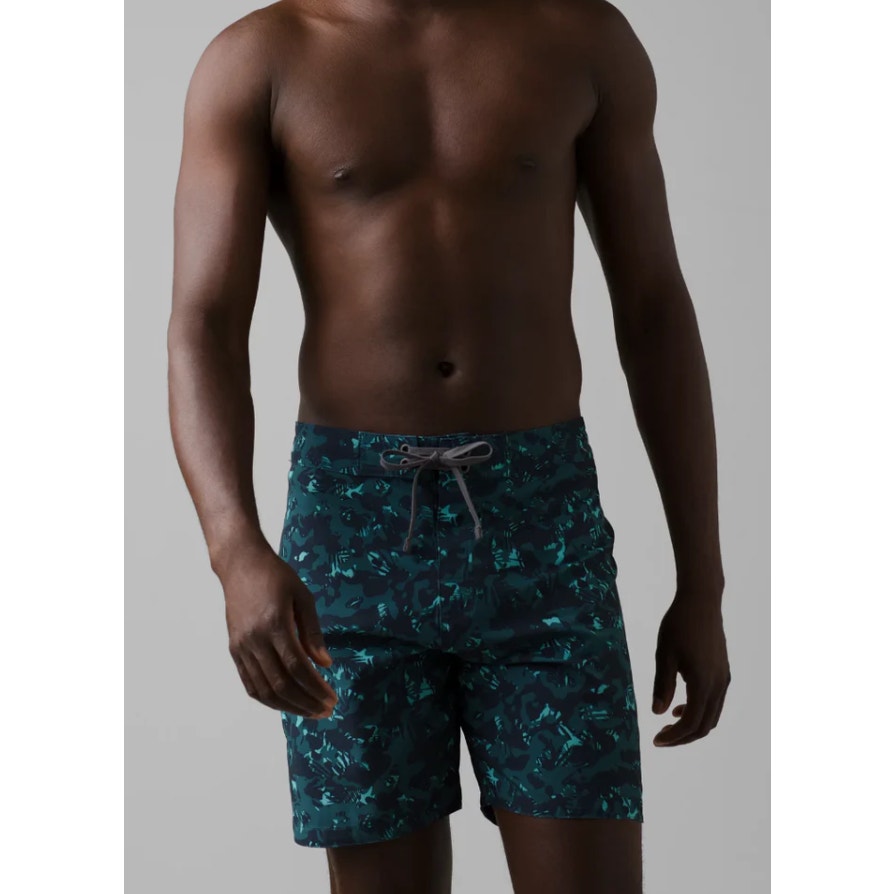 PRANA Mens Fenton Board Shorts Size 33 Medium Bluefin Camo 9" Inseam UPF 50+ NWT