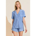EBERJEY Womens Gisele Shorties PJ Set Small Blue Nordic Stripe Tencel Modal NWOT