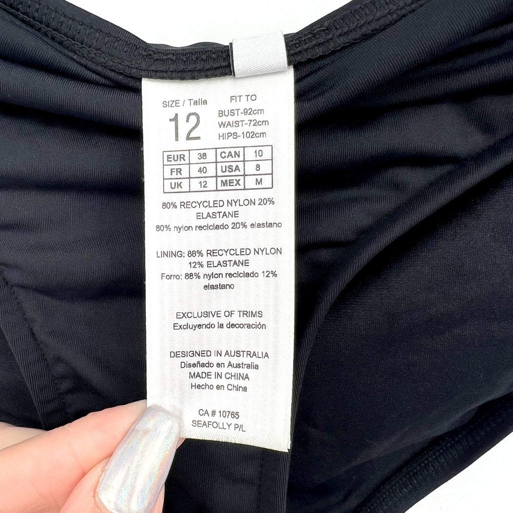 SEAFOLLY Women's Twist Band Hipster Bikini Bottom Size 8 Black NWT