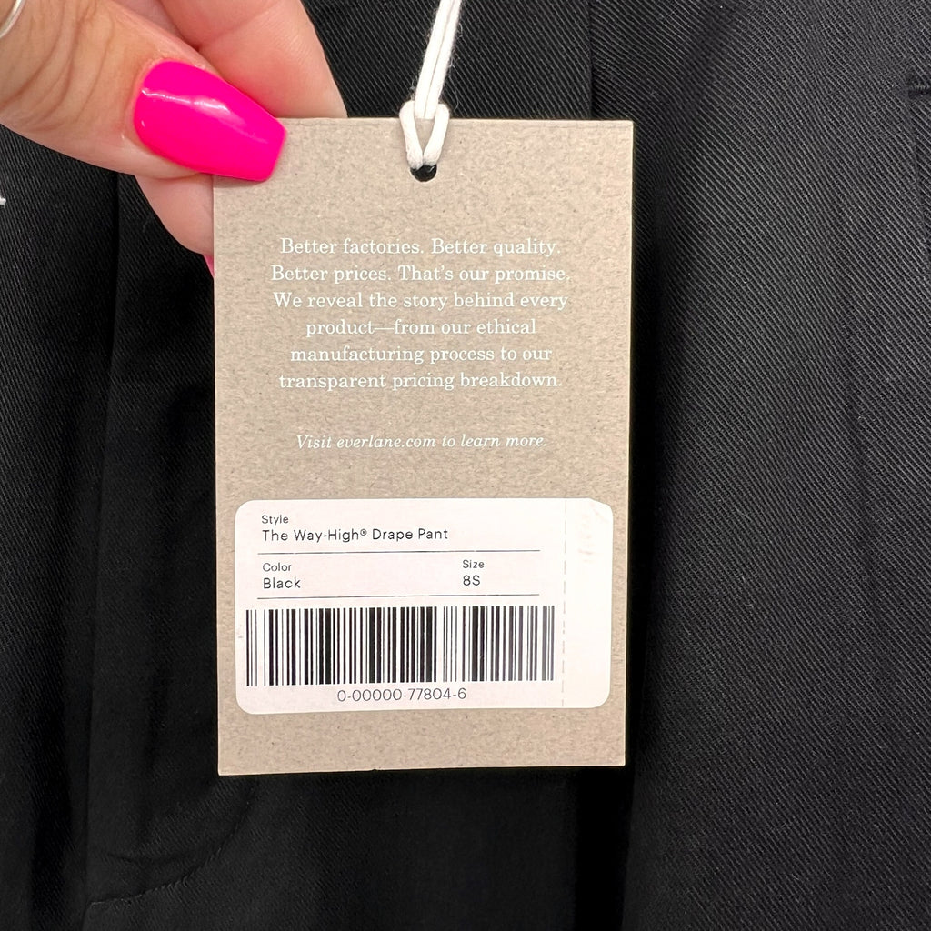 Everlane Womens The Way-High Drape Pants Size 8 30" Inseam Pleated Black NWT