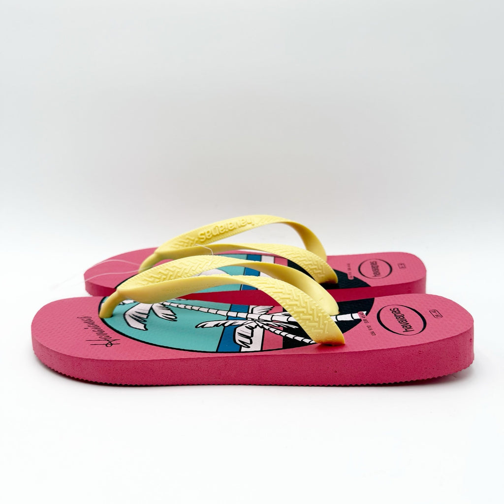 Havaianas Womens Top Vibes Flip Flops US 9-10 EU 39-40 Pink Tropical NWOB