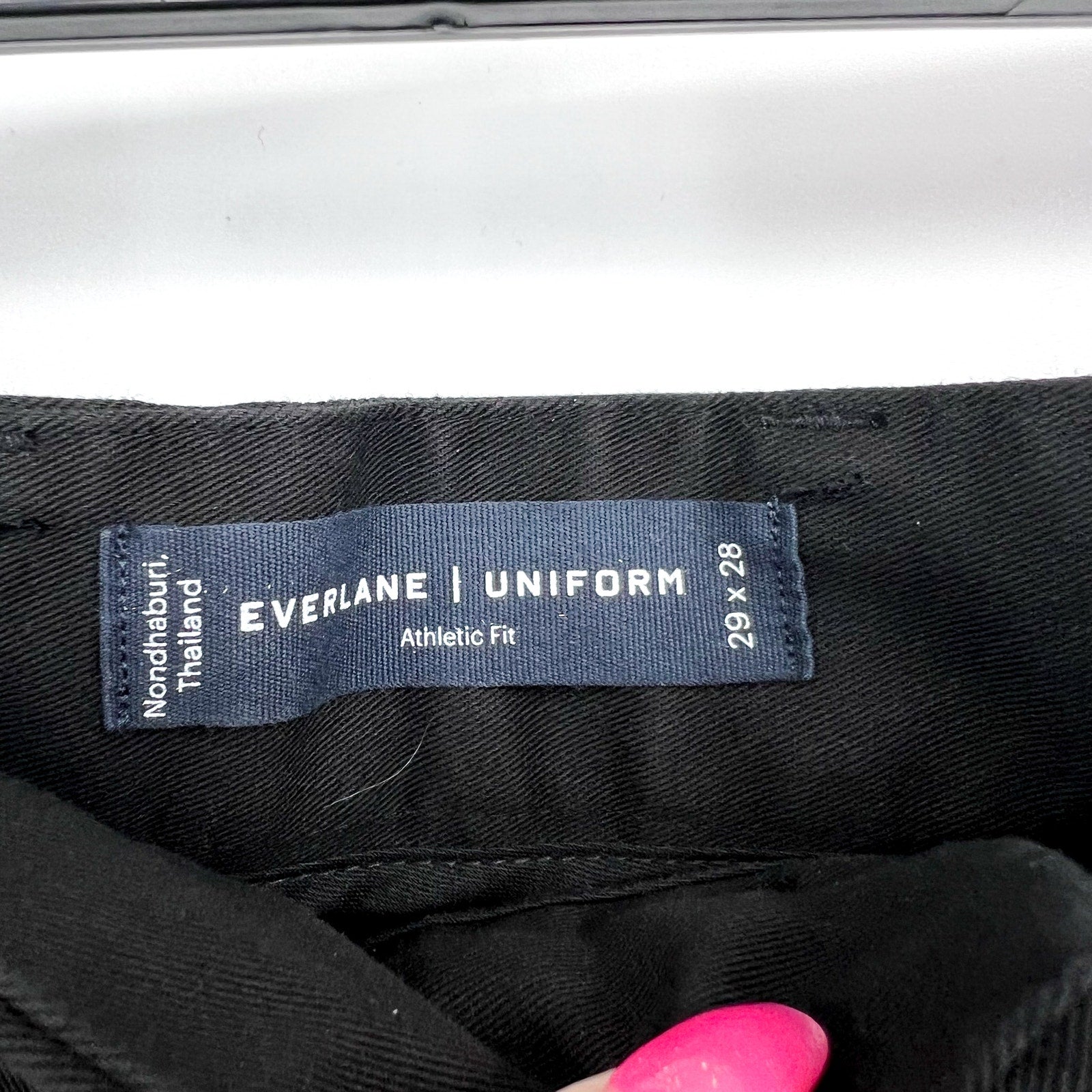 EVERLANE Uniform Mens Performance Chino Pants 29x28 Black Athletic Fit NWT