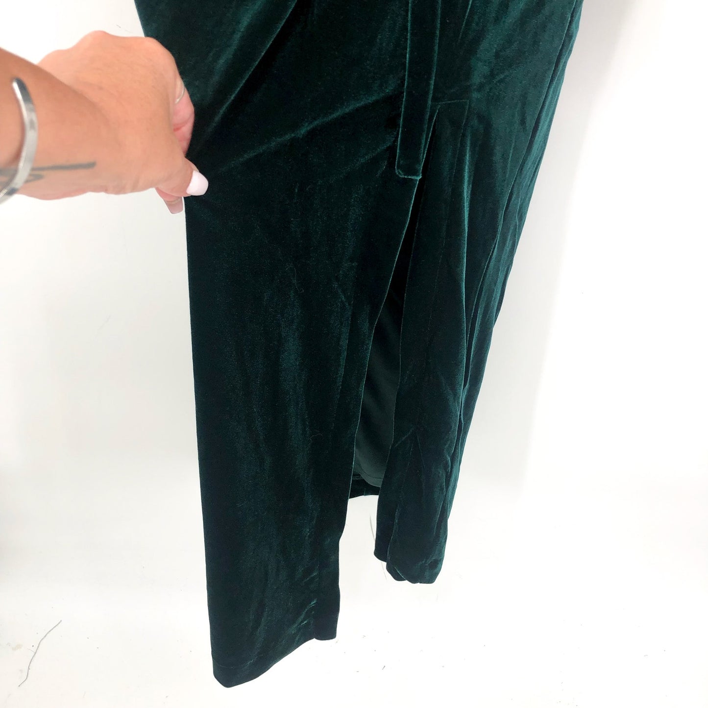 BARDOT Women's Morgan Velvet Wrap Dress US 6 Forest Green Long Sleeve NWT
