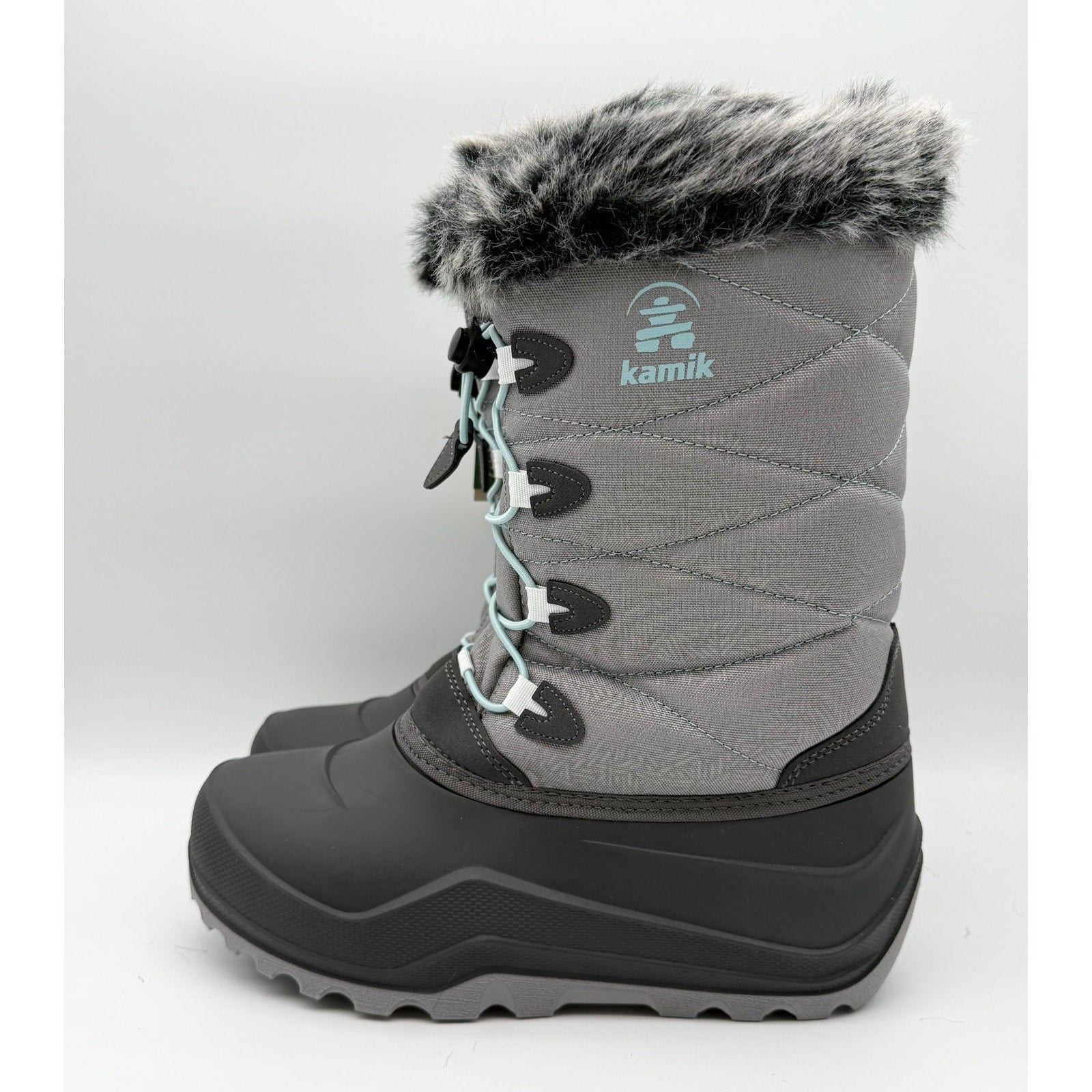 Kamik Kids SNOWANGEL Boots US 7 EU 39 Grey Blue Fleece Insulated Waterproof NIB