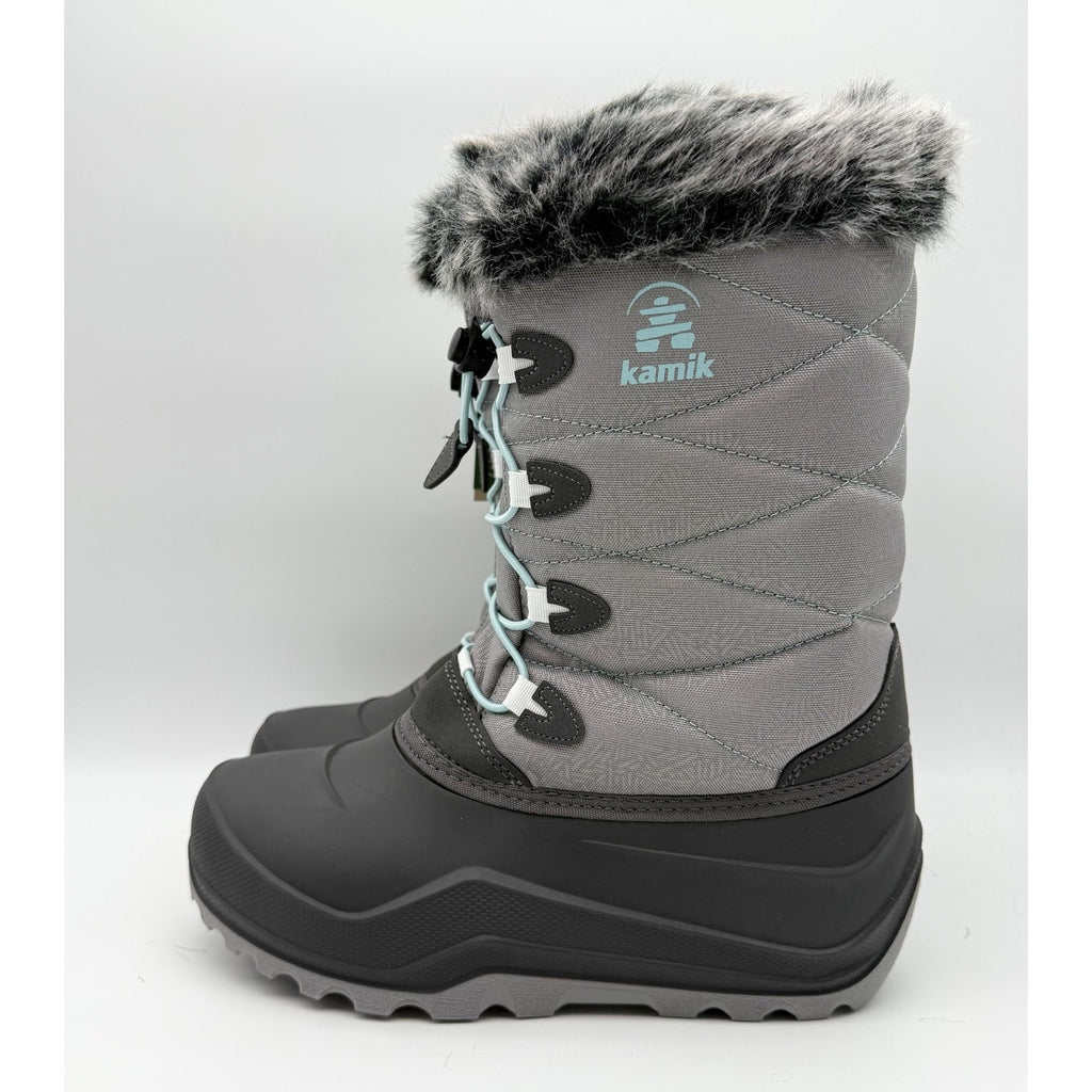 Kamik Big Kids SNOWANGEL Boots Size 7 EU 39 Grey Blue Insulated Waterproof NIB