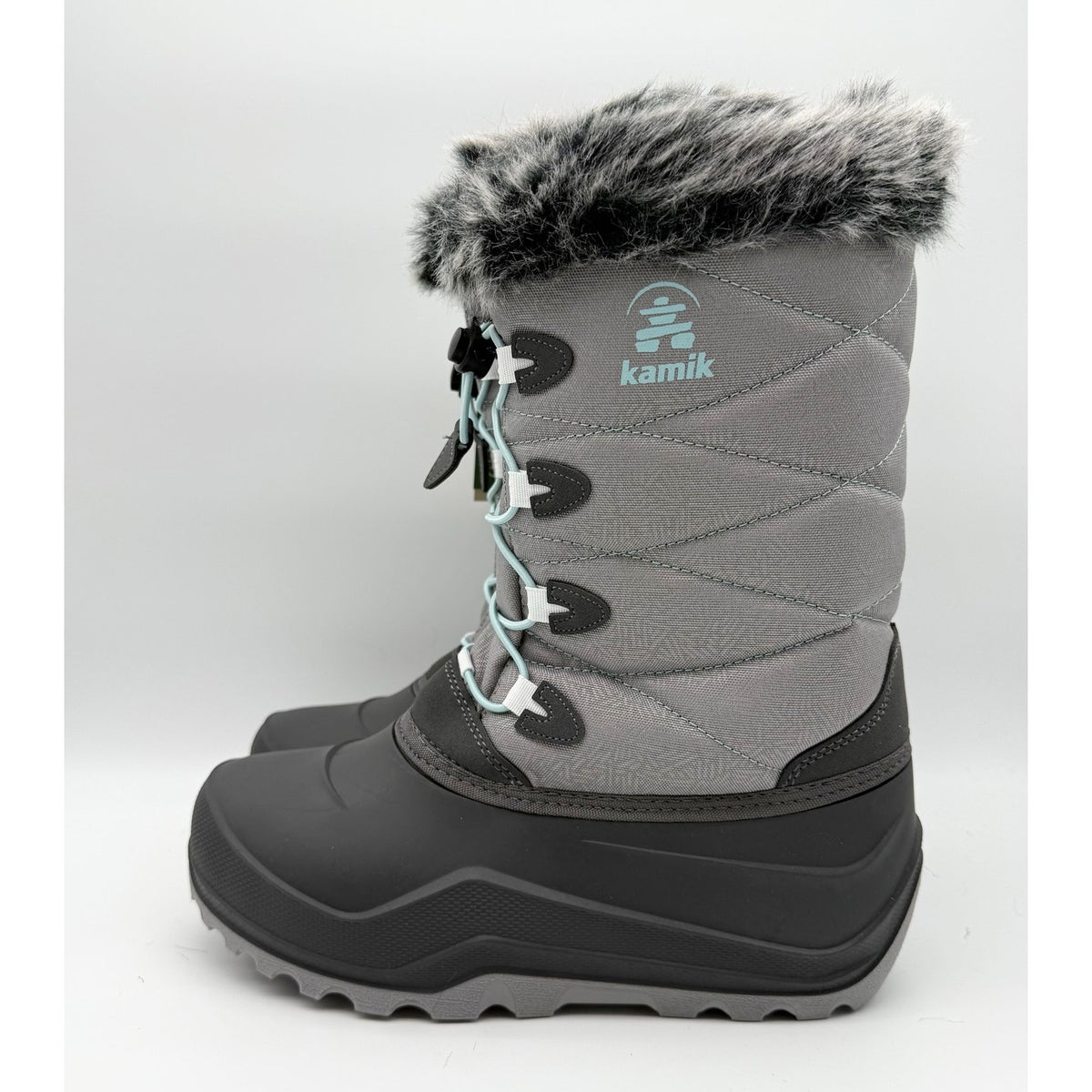 Kamik Big Kids SNOWANGEL Boots Size 7 EU 39 Grey Blue Insulated Waterproof NIB