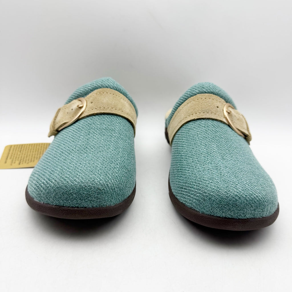 Spenco Womens Aria Slip-On Shoes Size 6.5 Wide EU 37 Teal Blue Tan NIB