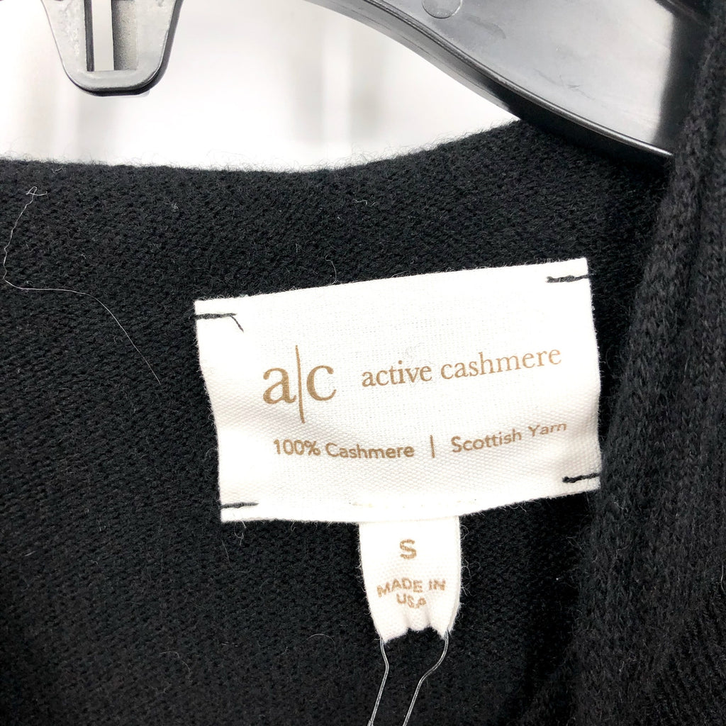 ACTIVE CASHMERE Women's Cashmere Cropped Hoodie Sweater Small Black NWT