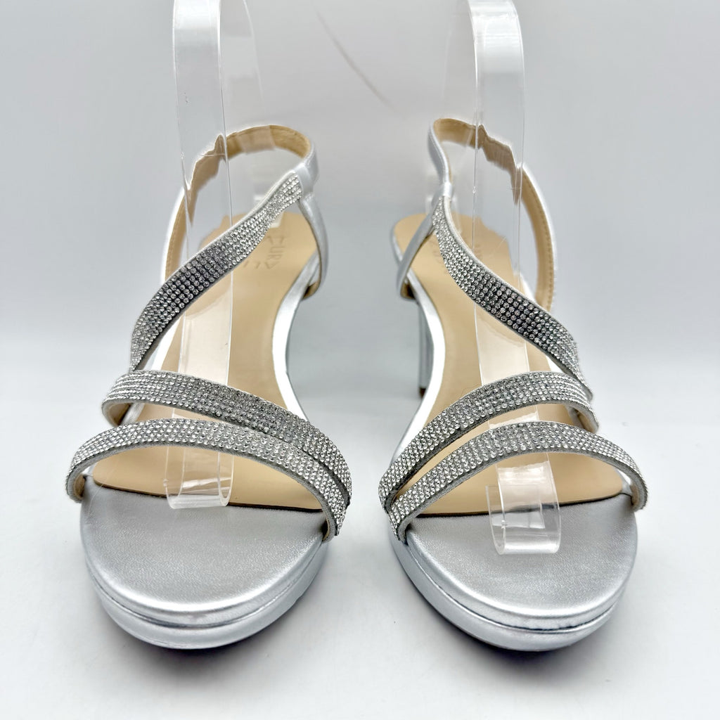 Naturalizer Womens Brenta2 Platform Heel Sandals US 9.5 M EU 40.5 Silver NWOB